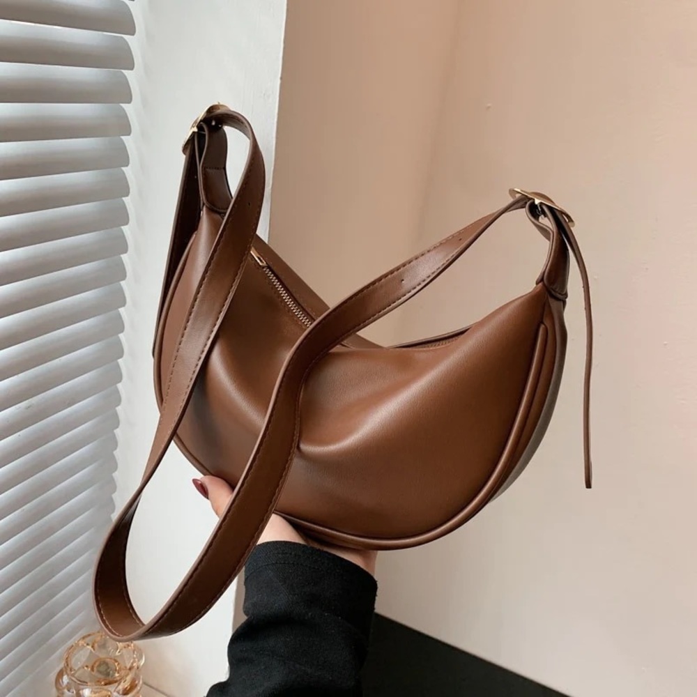 Brown vegan leather cross body